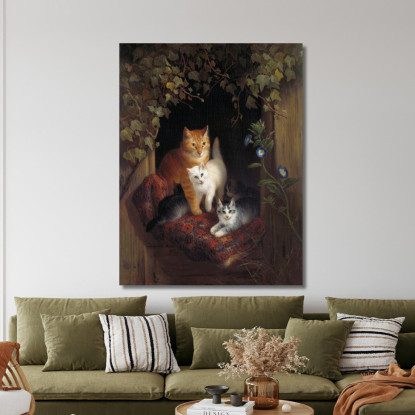 Gatto Con Gattini Henriëtte Ronner-Knip hrk7 quadro stampato su tela