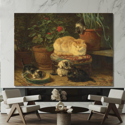 Gattini Che Giocano 3 Henriëtte Ronner-Knip hrk11 quadro stampato su tela