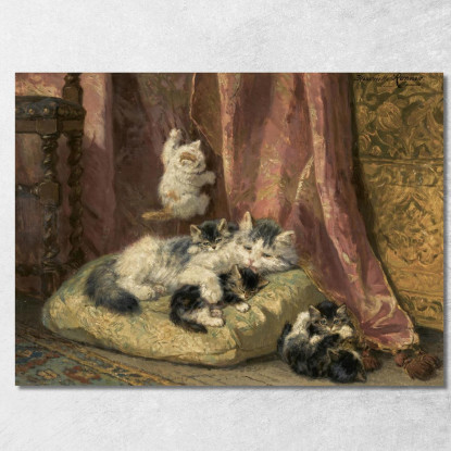 Gattini Che Giocano 4 Henriëtte Ronner-Knip hrk12 quadro stampato su tela