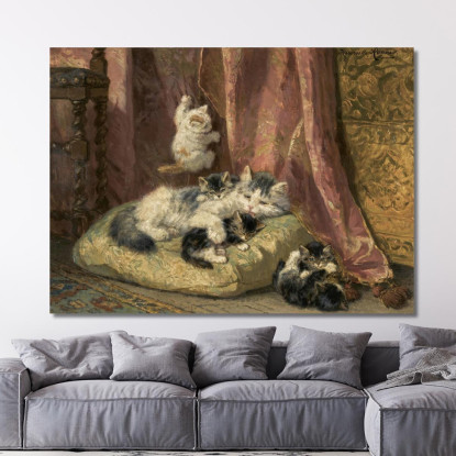 Gattini Che Giocano 4 Henriëtte Ronner-Knip hrk12 quadro stampato su tela