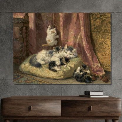 Gattini Che Giocano 4 Henriëtte Ronner-Knip hrk12 quadro stampato su tela