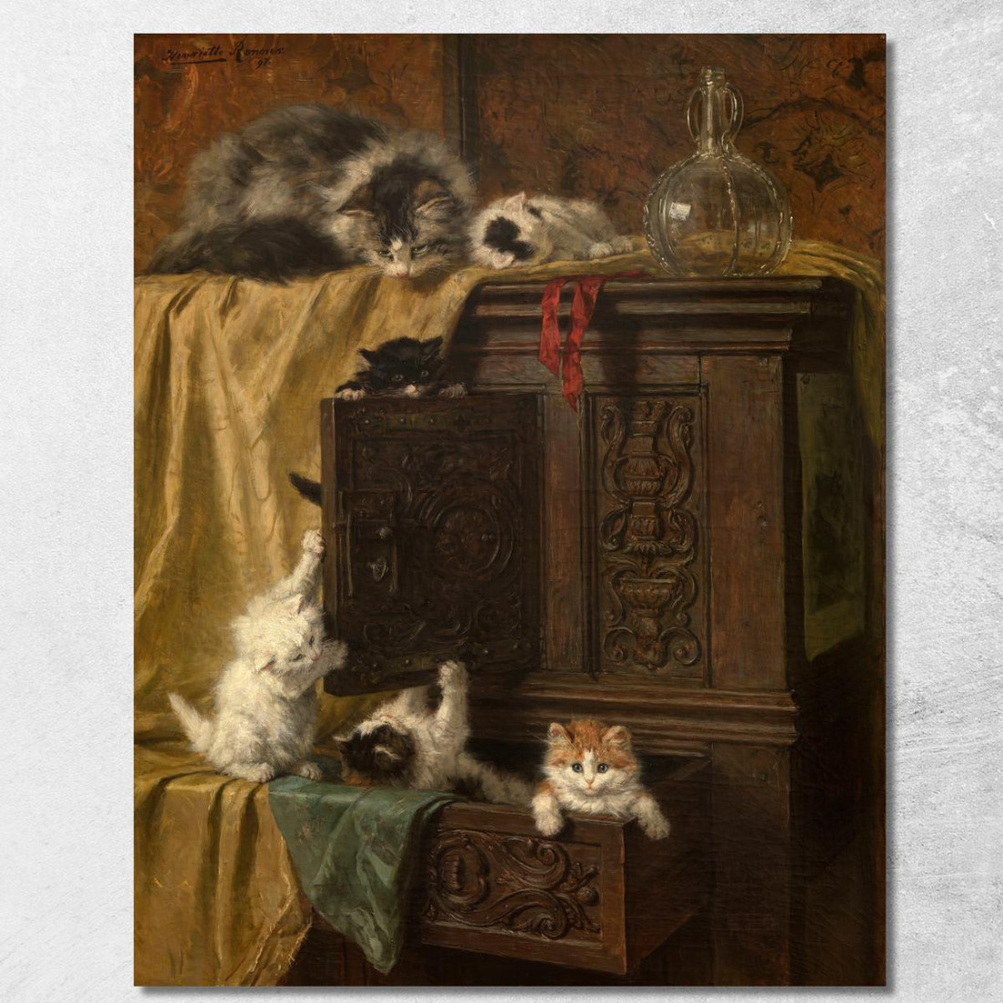Comportamento Scorretto Henriëtte Ronner-Knip hrk14 quadro stampato su tela Comportamento Scorretto Henriëtte Ronner-Knip hrk14 quadro stampato su tela