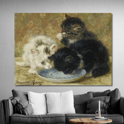 Tre Gattini 2 Henriëtte Ronner-Knip hrk25 quadro stampato su tela
