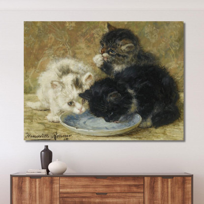 Tre Gattini 2 Henriëtte Ronner-Knip hrk25 quadro stampato su tela