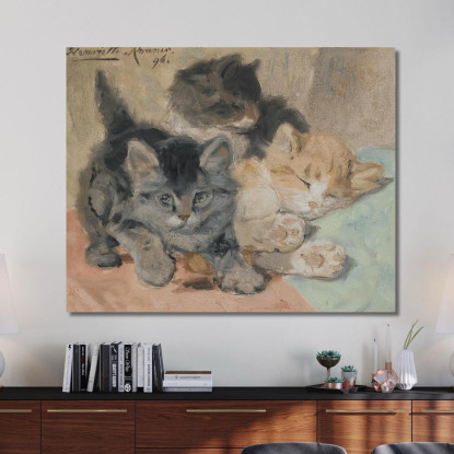 Tre Gattini Henriëtte Ronner-Knip hrk27 quadro stampato su tela