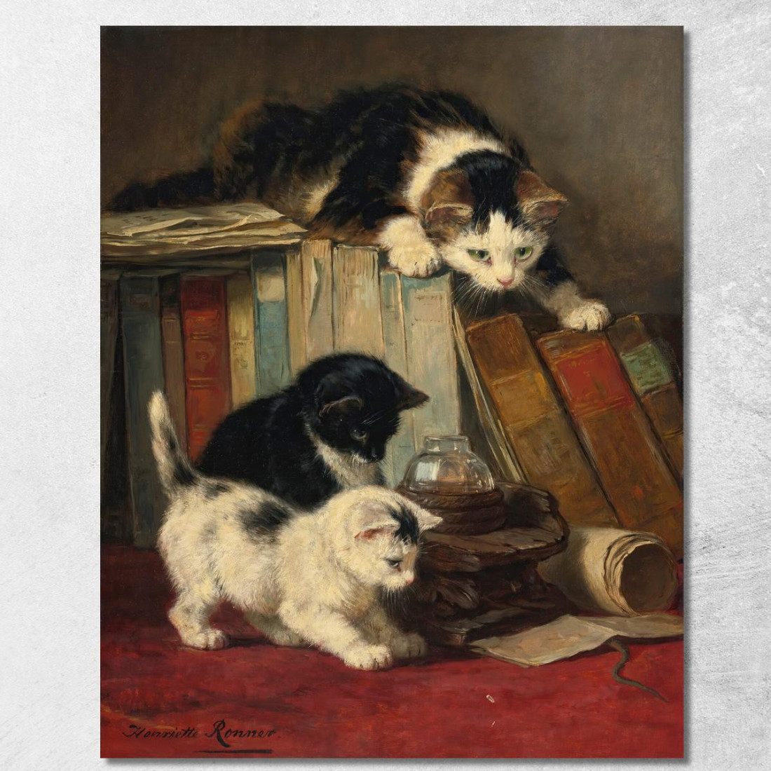 Osservando La Preda 2 Henriëtte Ronner-Knip hrk33 quadro stampato su tela Osservando La Preda 2 Henriëtte Ronner-Knip hrk33 quadro stampato su tela
