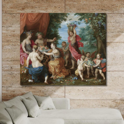 Un Baccanale Con Cerere Bacco E Venere Jan Brueghel the Younger jby1 quadro stampato su tela