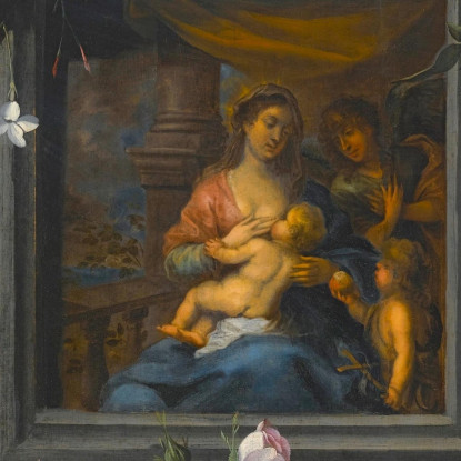 Ghirlanda Di Fiori Che Circonda La Vergine E Il Bambino Jan Brueghel the Younger jby4 quadro stampato su tela