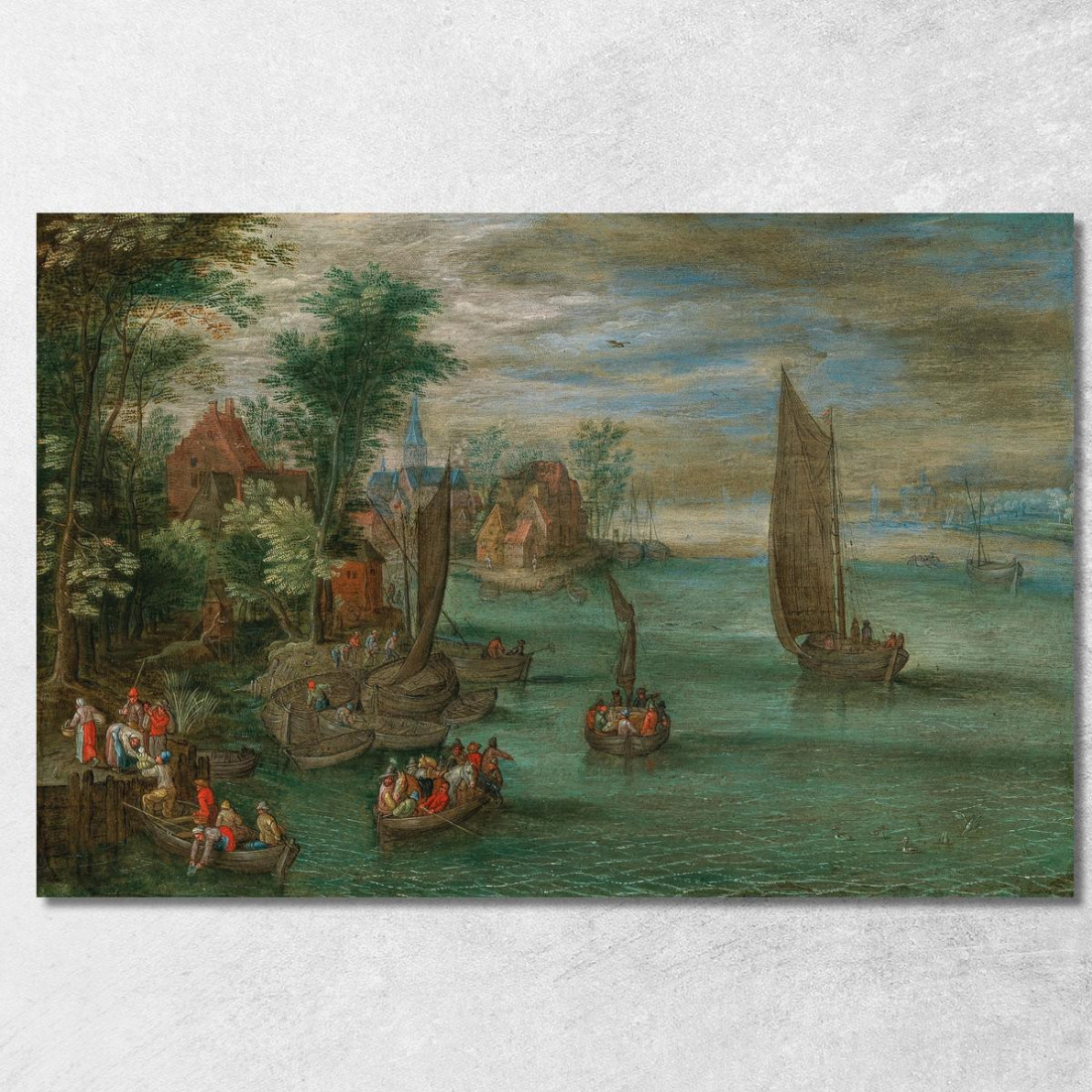 Paesaggio Fluviale Con Traghetti E Barche A Vela Jan Brueghel the Younger jby5 quadro stampato su tela Paesaggio Fluviale Con Traghetti E Barche A Vela Jan Brueghel the Younger jby5 quadro stampato su tela