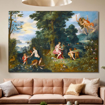 Allegoria Dei Quattro Elementi Ii Jan Brueghel the Younger jby9 quadro stampato su tela