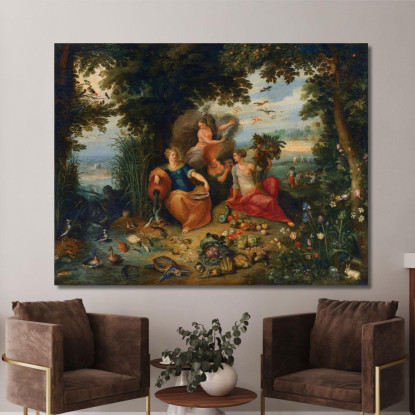 Allegoria Dei Quattro Elementi Jan Brueghel the Younger jby10 quadro stampato su tela