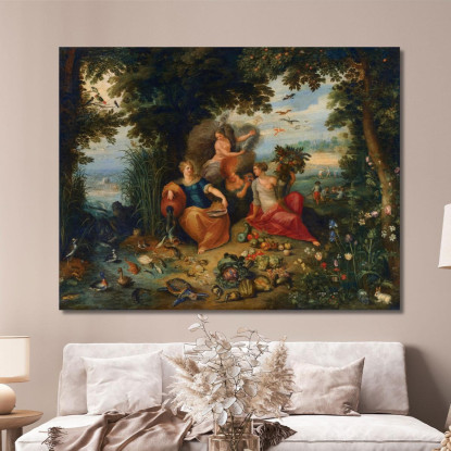 Allegoria Dei Quattro Elementi Jan Brueghel the Younger jby10 quadro stampato su tela