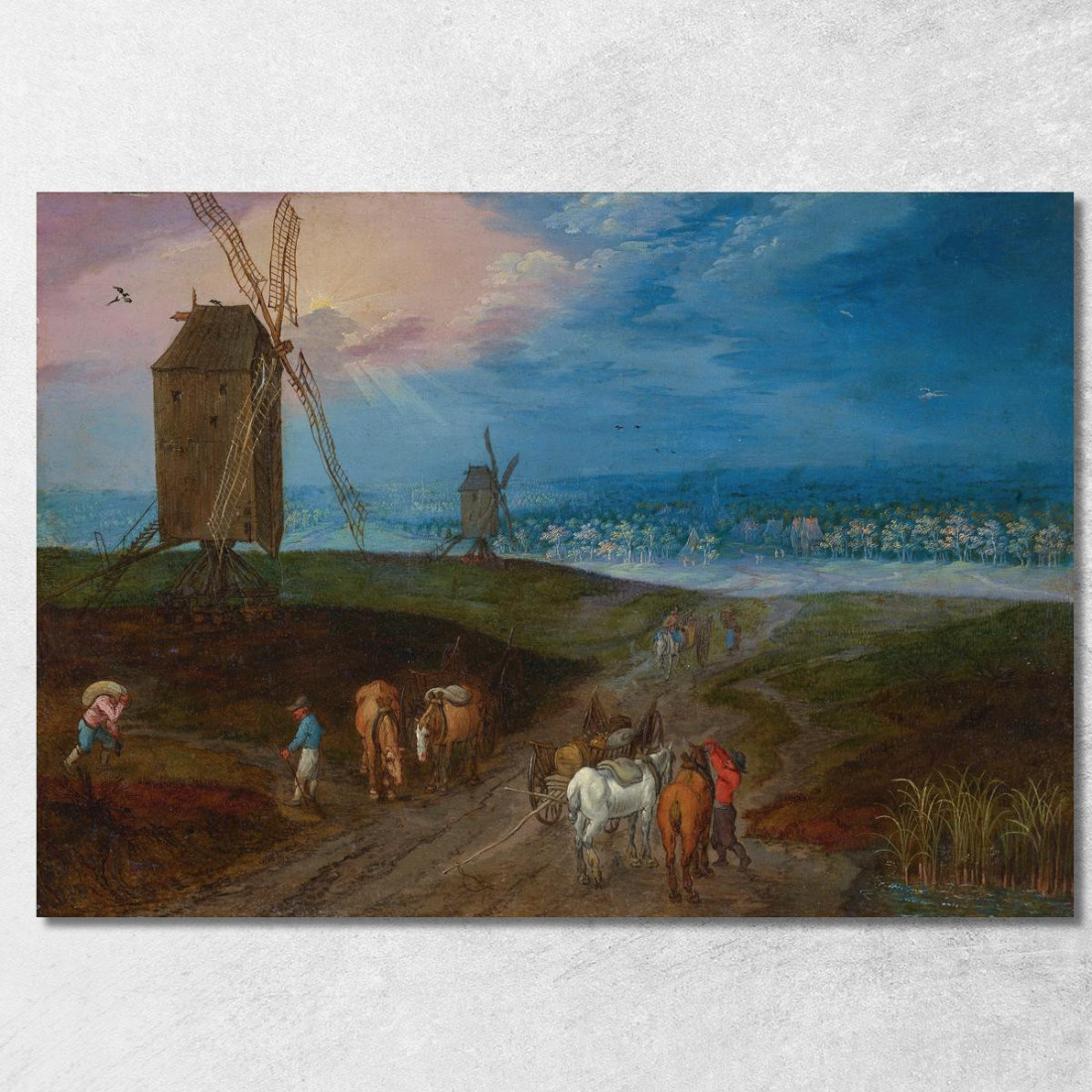 Ampio Paesaggio Con Viaggiatori Davanti A Un Mulino A Vento Jan Brueghel the Younger jby14 quadro stampato su tela Ampio Paesaggio Con Viaggiatori Davanti A Un Mulino A Vento Jan Brueghel the Younger jby14 quadro stampato su tela