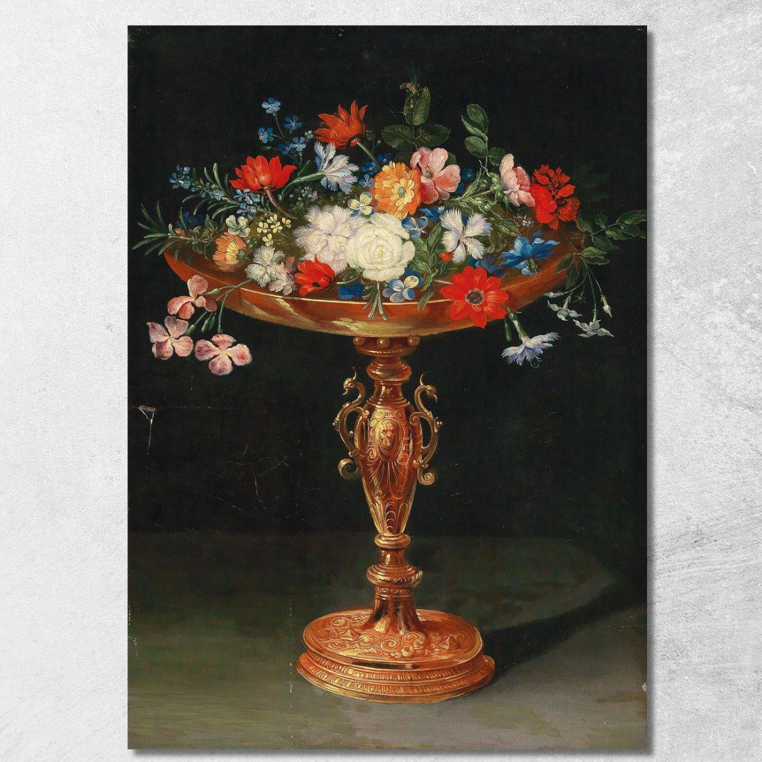 Fiori In Una Tazza Dorata Jan Brueghel the Younger jby21 quadro stampato su tela Fiori In Una Tazza Dorata Jan Brueghel the Younger jby21 quadro stampato su tela