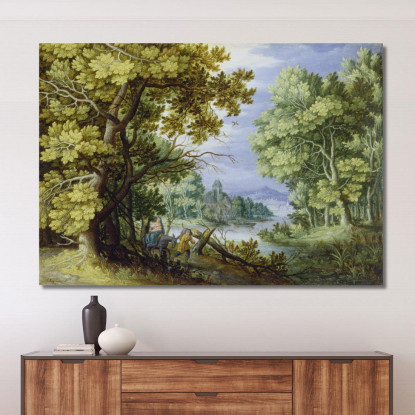 Paesaggio Forestale Con La Fuga In Egitto Jan Brueghel the Younger jby22 quadro stampato su tela