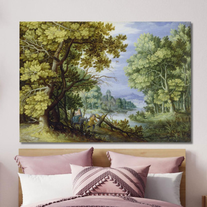Paesaggio Forestale Con La Fuga In Egitto Jan Brueghel the Younger jby22 quadro stampato su tela