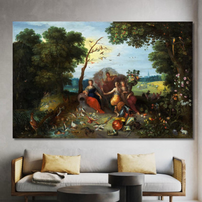 Paesaggio Con Allegorie Dei Quattro Elementi Jan Brueghel the Younger jby23 quadro stampato su tela