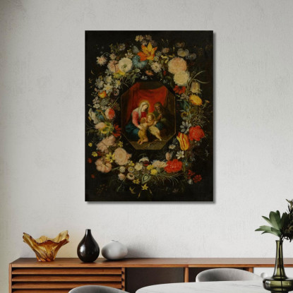 Madonna Con Bambino Sant'Anna E San Giovanni Battista Circondati Da Una Ghirlanda Di Fiori Jan Brueghel the Younger jby27 quadr