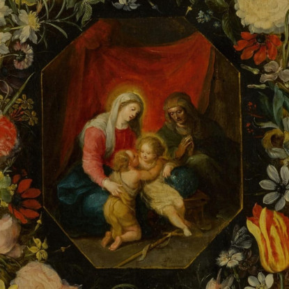 Madonna Con Bambino Sant'Anna E San Giovanni Battista Circondati Da Una Ghirlanda Di Fiori Jan Brueghel the Younger jby27 quadr
