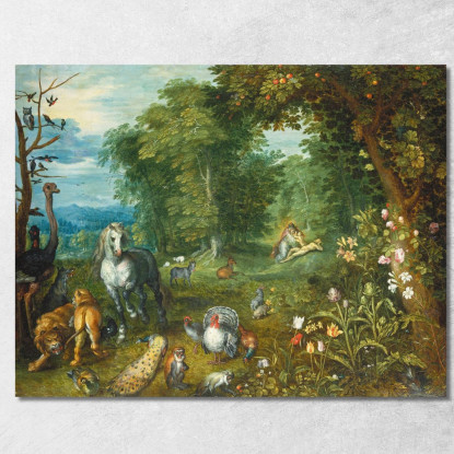 Paradiso Con La Creazione Di Eva Jan Brueghel the Younger jby29 quadro stampato su tela