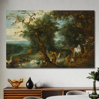Paradiso Jan Brueghel the Younger jby31 quadro stampato su tela