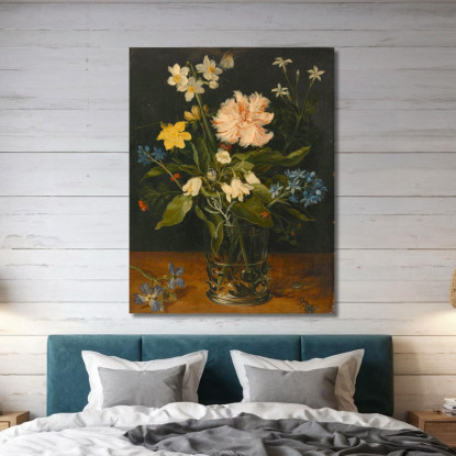 Natura Morta Con Fiori In Un Bicchiere Jan Brueghel the Younger jby34 quadro stampato su tela