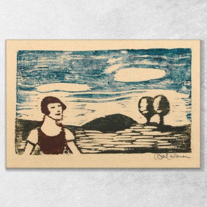 Paesaggio Con Donna Karl Wiener kwn312 quadro stampato su tela