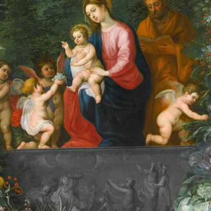 La Sacra Famiglia All'Interno Di Una Ghirlanda Di Frutta Fiori E Verdure Tenuta Da Angeli Jan Brueghel the Younger jby38 quadro