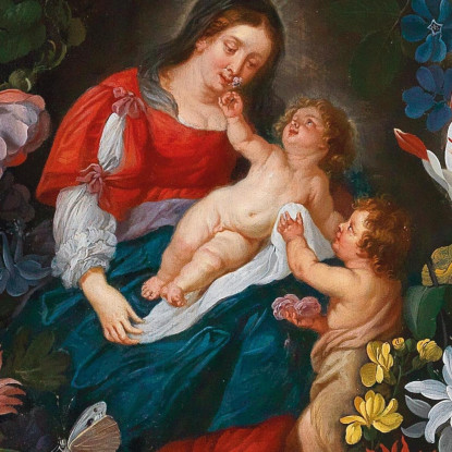 La Vergine Con Il Bambino E Il Piccolo San Giovanni Battista Circondati Da Una Ghirlanda Di Fiori Jan Brueghel the Younger jby4