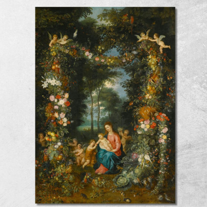 La Vergine Con Il Bambino E Il Piccolo San Giovanni Battista Circondati Da Ghirlande E Festoni Di Frutta E Fiori Jan Brueghel t