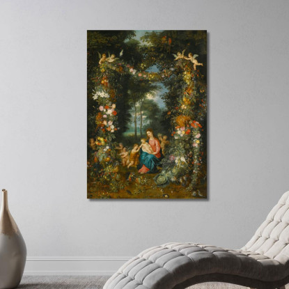 La Vergine Con Il Bambino E Il Piccolo San Giovanni Battista Circondati Da Ghirlande E Festoni Di Frutta E Fiori Jan Brueghel t