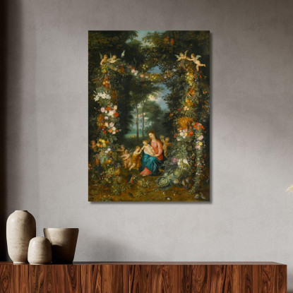 La Vergine Con Il Bambino E Il Piccolo San Giovanni Battista Circondati Da Ghirlande E Festoni Di Frutta E Fiori Jan Brueghel t