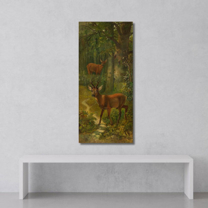 Cervi Al Limitare Della Foresta Rosa Bonheur rbn13 quadro stampato su tela