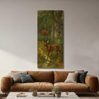 Cervi Al Limitare Della Foresta Rosa Bonheur rbn13 quadro stampato su tela