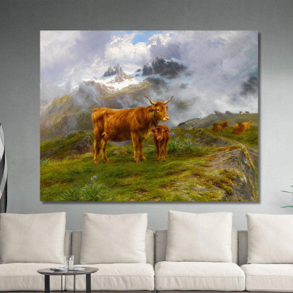 Bovini Delle Highlands Rosa Bonheur rbn18 quadro stampato su tela