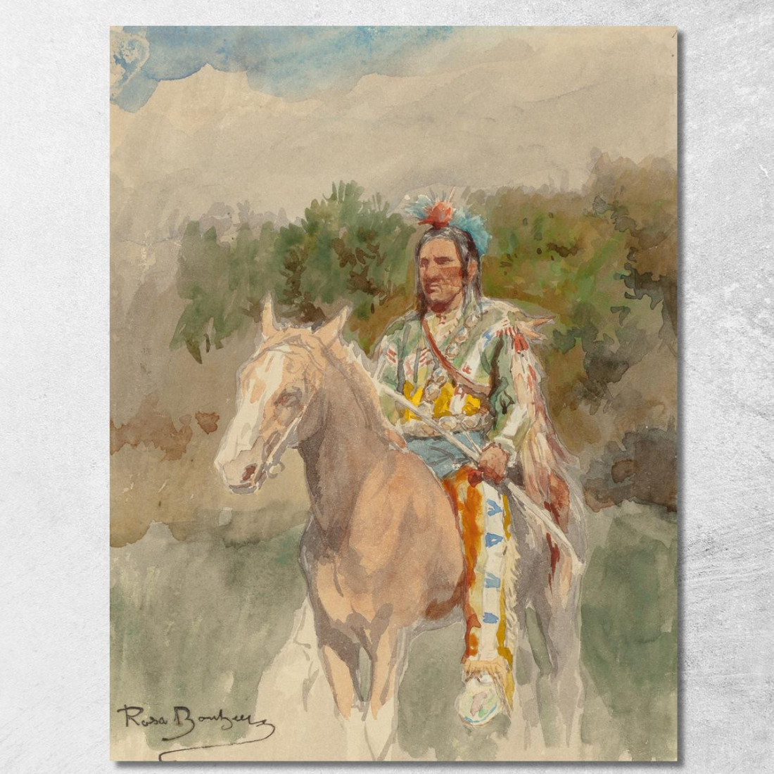 Indiano A Cavallo Rosa Bonheur rbn21 quadro stampato su tela Indiano A Cavallo Rosa Bonheur rbn21 quadro stampato su tela