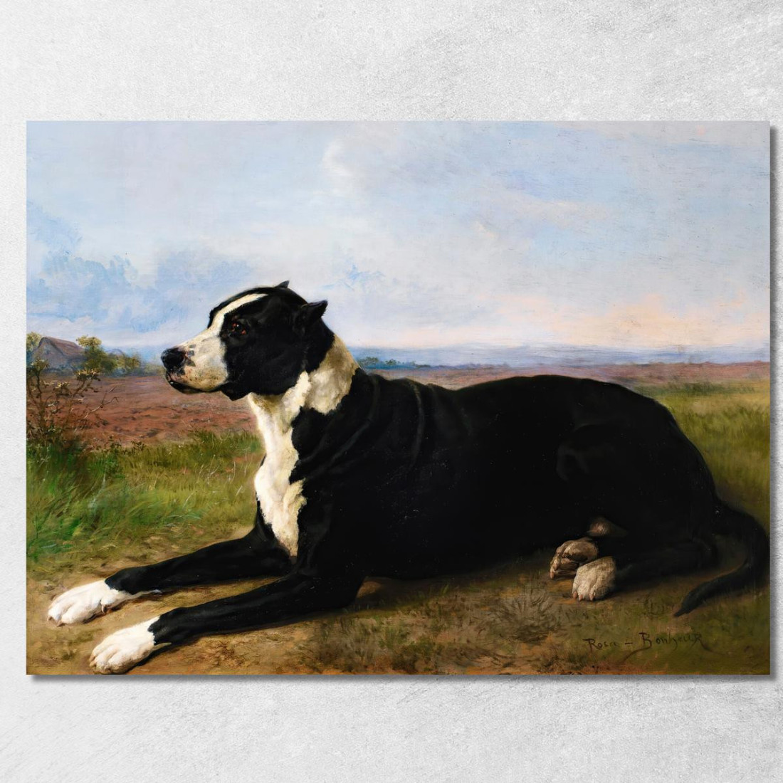 Ritratto Di Un Mastino-Labrador In Un Paesaggio Rosa Bonheur rbn35 quadro stampato su tela Ritratto Di Un Mastino-Labrador In Un Paesaggio Rosa Bonheur rbn35 quadro stampato su tela