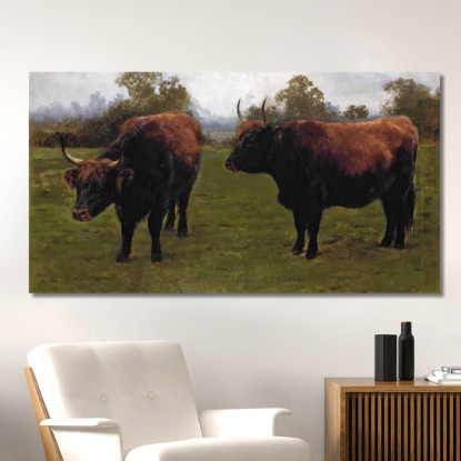 Due Tori Al Pascolo Rosa Bonheur rbn55 quadro stampato su tela