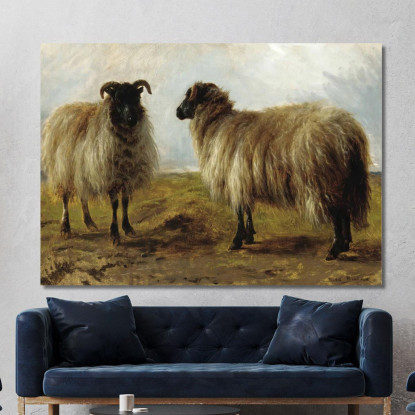 Due Arieti In Un Paesaggio Rosa Bonheur rbn59 quadro stampato su tela