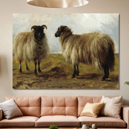 Due Arieti In Un Paesaggio Rosa Bonheur rbn59 quadro stampato su tela