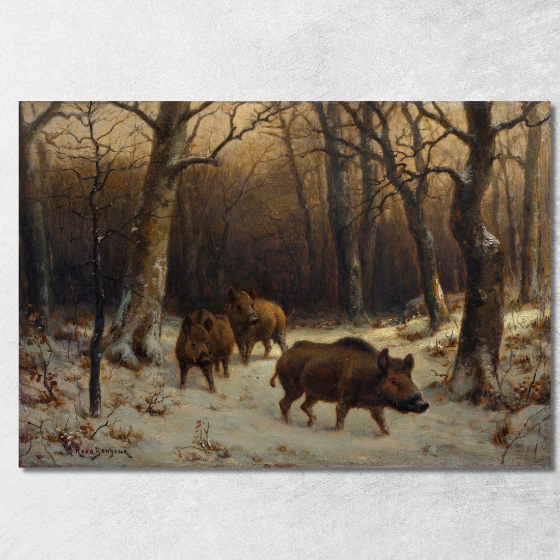 Cinghiali Nella Neve Rosa Bonheur rbn65 quadro stampato su tela Cinghiali Nella Neve Rosa Bonheur rbn65 quadro stampato su tela
