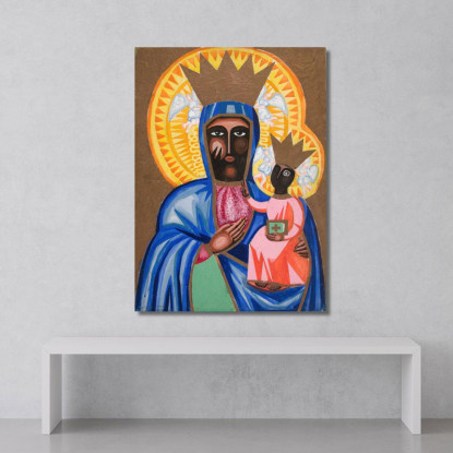Madonna Nera Di Częstochowa Zygmunt Waliszewski zwl30 quadro stampato su tela