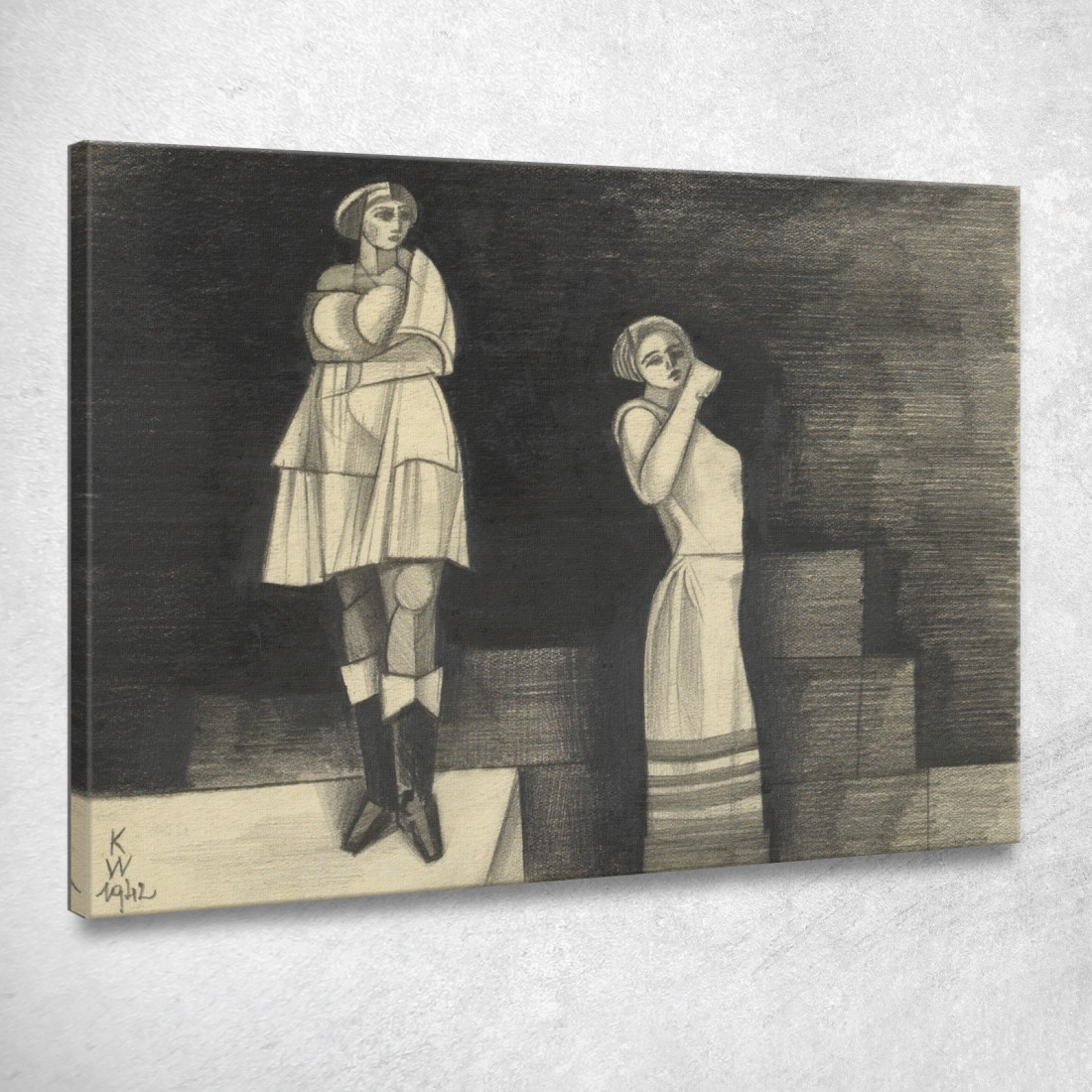 Due Ragazze Senza Titolo Karl Wiener kwn615 quadro stampato su tela Due Ragazze Senza Titolo Karl Wiener kwn615 quadro stampato su tela