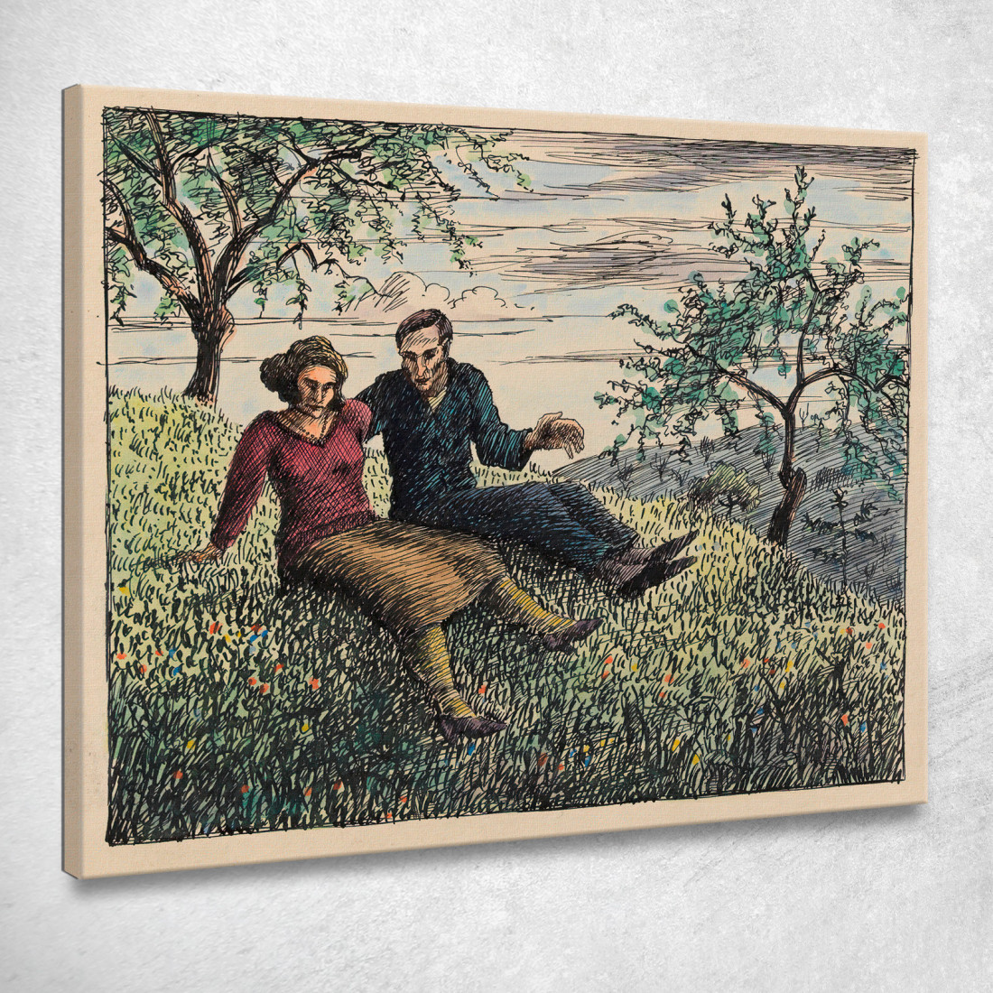 Conversazione Nell'Erba Karl Wiener kwn709 quadro stampato su tela Conversazione Nell'Erba Karl Wiener kwn709 quadro stampato su tela