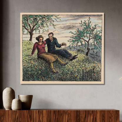 Conversazione Nell'Erba Karl Wiener kwn709 quadro stampato su tela
