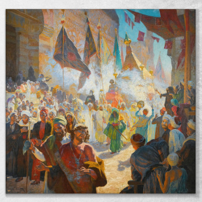 La Processione Del Mahmal Per Le Strade Del Cairo Ludwig Deutsch ldt34 quadro stampato su tela