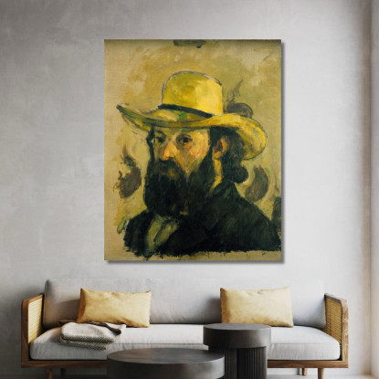 Autoritratto Con Cappello Di Paglia Paul Cézanne pcz83 quadro stampato su tela