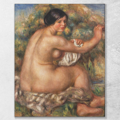 Bagnante Che Si Asciuga Il Braccio Destro Grande Seduta Nuda 1912 Pierre-Auguste Renoir par39 quadro stampato su tela