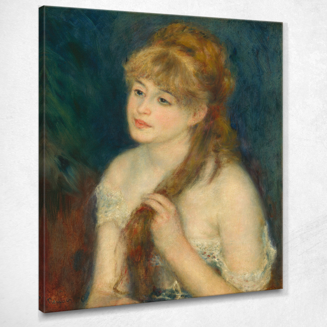 Giovane Donna Che Intreccia I Capelli Pierre-Auguste Renoir par128 quadro stampato su tela Giovane Donna Che Intreccia I Capelli Pierre-Auguste Renoir par128 quadro stampato su tela