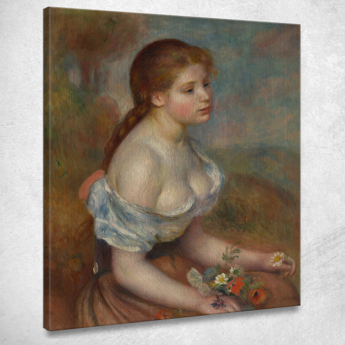 Una Giovane Ragazza Con Margherite Pierre-Auguste Renoir par132 quadro stampato su tela Una Giovane Ragazza Con Margherite Pierre-Auguste Renoir par132 quadro stampato su tela